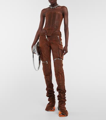 Distressed leather bustier | LaQuan Smith