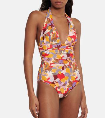 Santiago printed halterneck swimsuit | Rebecca Vallance