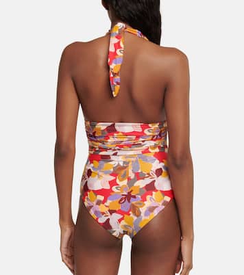 Santiago printed halterneck swimsuit | Rebecca Vallance