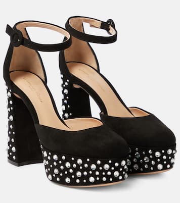 Pumps Crystal Holly D'Orsay in suede con plateau | Gianvito Rossi