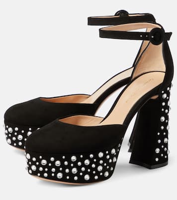 Pumps Crystal Holly D'Orsay in suede con plateau | Gianvito Rossi