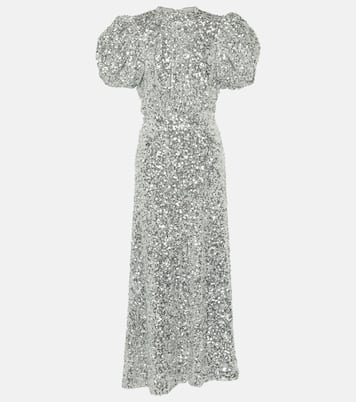 Puff-sleeve sequined midi dress | Rotate