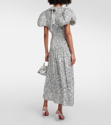 Puff-sleeve sequined midi dress | Rotate