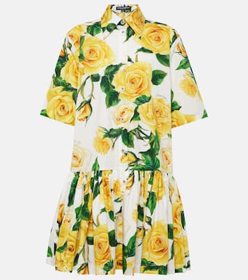 Abito chemisier in cotone a fiori | Dolce&Gabbana