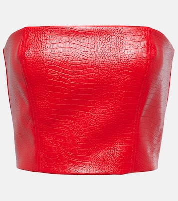 Croc-effect faux leather crop top | Rotate