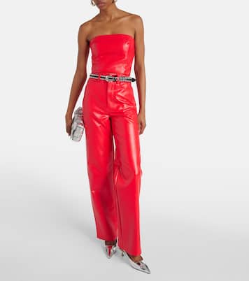 Croc-effect faux leather crop top | Rotate
