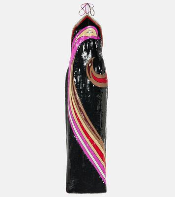 Sequined printed halterneck gown | Pucci