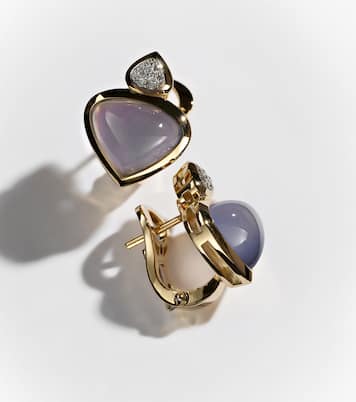 Boucles d'oreilles Trisolina en or 18 ct, calcédoine bleue et diamants | Marina B