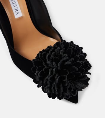 Couturier 105 floral-appliqué velvet pumps in black