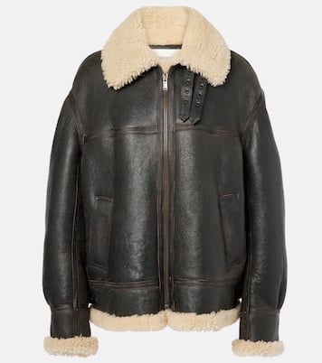 Giacca in pelle con shearling | Saint Laurent