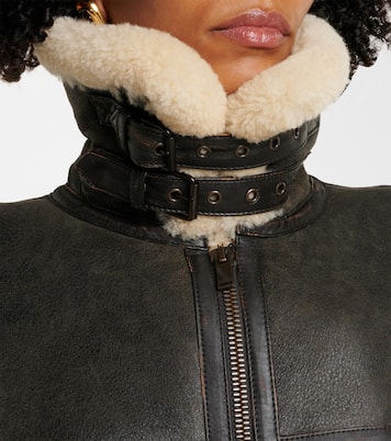 Giacca in pelle con shearling | Saint Laurent