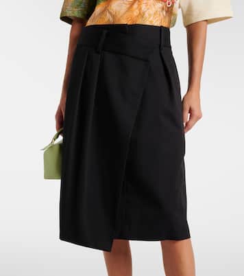 Falda midi envolvente de algodón y seda | Loewe