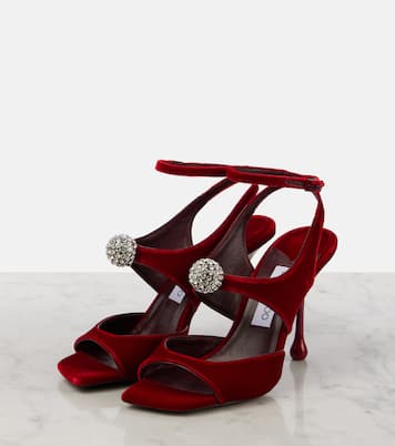 Sandali Orb 95 in velluto con cristalli | Jimmy Choo