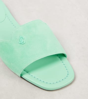 Mules Dina en daim à logo | Jimmy Choo
