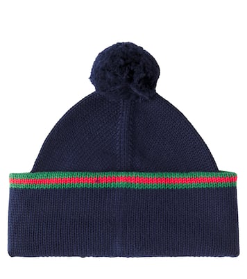Web Strip cotton beanie | Gucci Kids