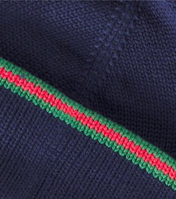 Web Strip cotton beanie | Gucci Kids