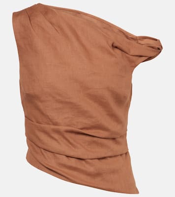 Asymmetric draped linen top | SIR