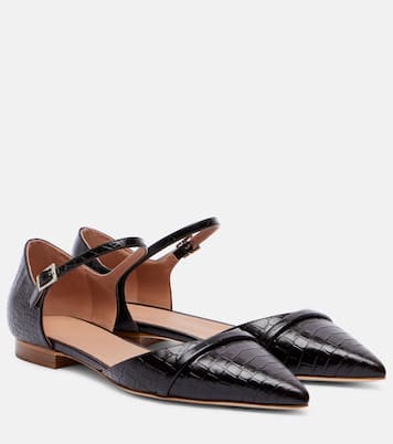 Ulla croc-effect leather flats  | Malone Souliers