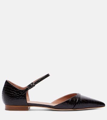Ulla croc-effect leather flats  | Malone Souliers