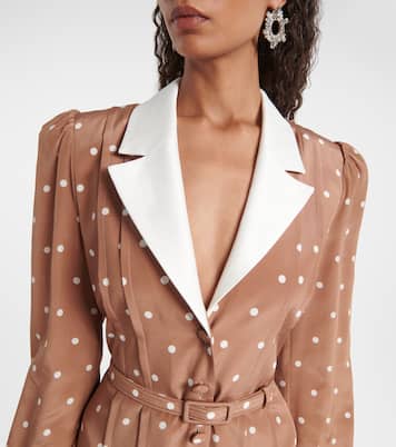 Robe chemise en satin de soie à pois | Alessandra Rich