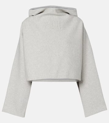 Cropped embossed logo cotton hoodie | Jean Paul Gaultier