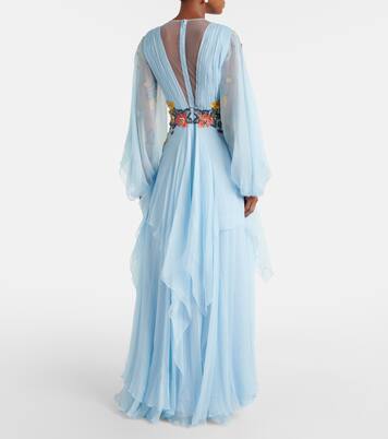 Robe longue en soie à fleurs | Costarellos