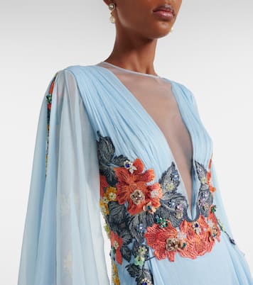 Robe longue en soie à fleurs | Costarellos