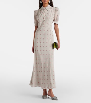 Floral polka-dot silk maxi dress | Alessandra Rich