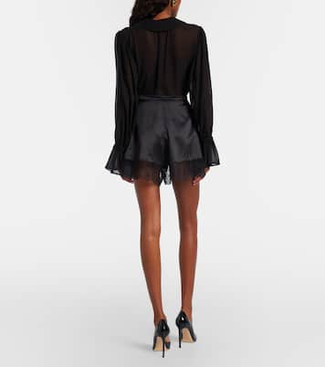 Shorts de satén en mezcla de seda con encaje | Nina Ricci