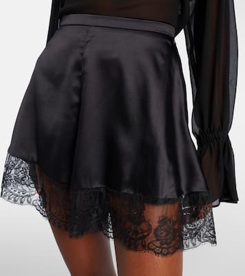 Shorts de satén en mezcla de seda con encaje | Nina Ricci