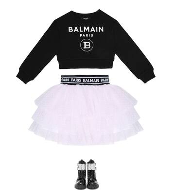 Falda de tul con logo | Balmain Kids