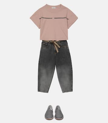 Embellished cotton jersey T-shirt | Brunello Cucinelli Kids