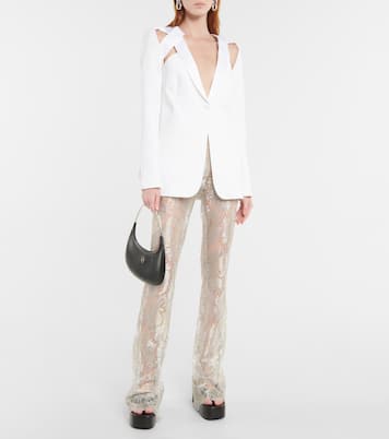 Pantalon évasé à taille basse en dentelle | Coperni