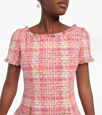 Fringed checked tweed minidress | Oscar de la Renta