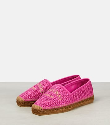Brie Flat logo raffia espadrilles | Jimmy Choo