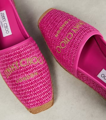 Brie Flat logo raffia espadrilles | Jimmy Choo