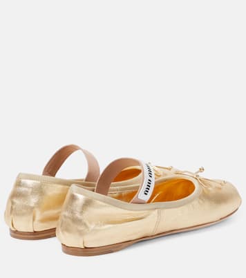 Ballerine in pelle metallizzata | Miu Miu