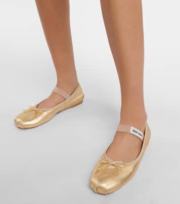 Ballerine in pelle metallizzata | Miu Miu