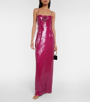 Courtney sequined floral-appliqué gown | Rebecca Vallance