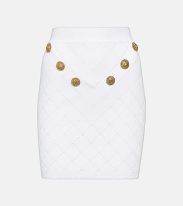Minifalda de punto acanalado adornada | Balmain