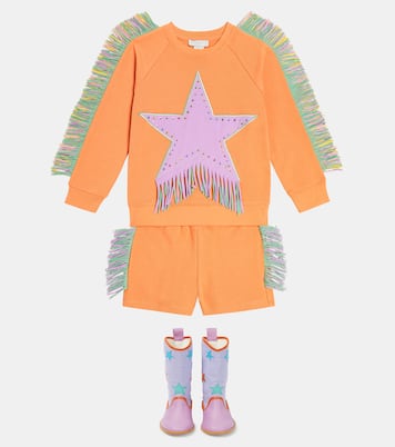 Shorts en jersey de algodón con flecos | Stella McCartney Kids