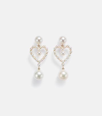 Boucles d'oreilles Pearl Heart en or 14 ct à perles | Sophie Bille Brahe