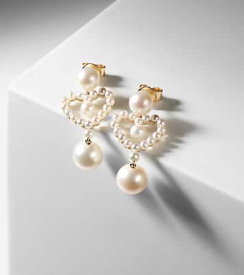 Boucles d'oreilles Pearl Heart en or 14 ct à perles | Sophie Bille Brahe