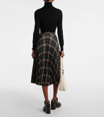 Pleated checked midi skirt | Burberry
