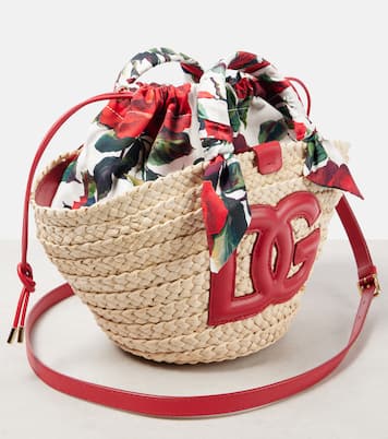 Borsa Kendra Small in paglia con pelle | Dolce&Gabbana