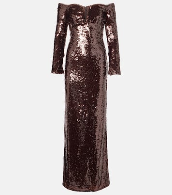 Off-shoulder sequined gown | Self-Portrait