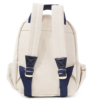 Logo jute and cotton-blend backpack | Chloé Kids