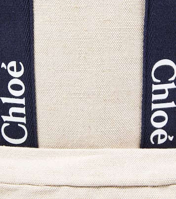 Logo jute and cotton-blend backpack | Chloé Kids
