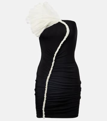Floral-appliqué asymmetric minidress | Nensi Dojaka