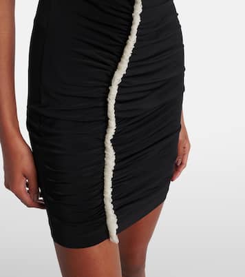 Floral-appliqué asymmetric minidress | Nensi Dojaka
